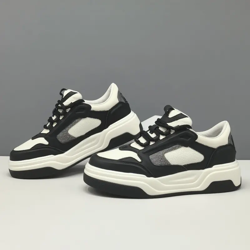 Men's Fashion Color Blocked Leather Casual Sneakers