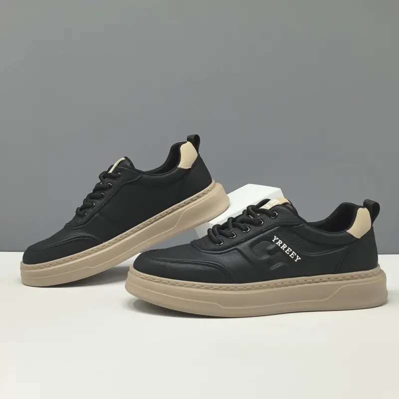 Men's Fashion Leather Breathable Flat Casual Sneakers