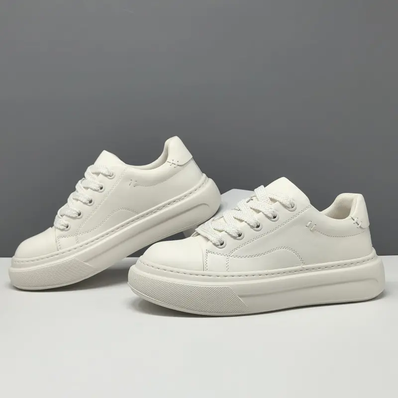 Men's Fashion Plain Leather Casual Court Sneakers
