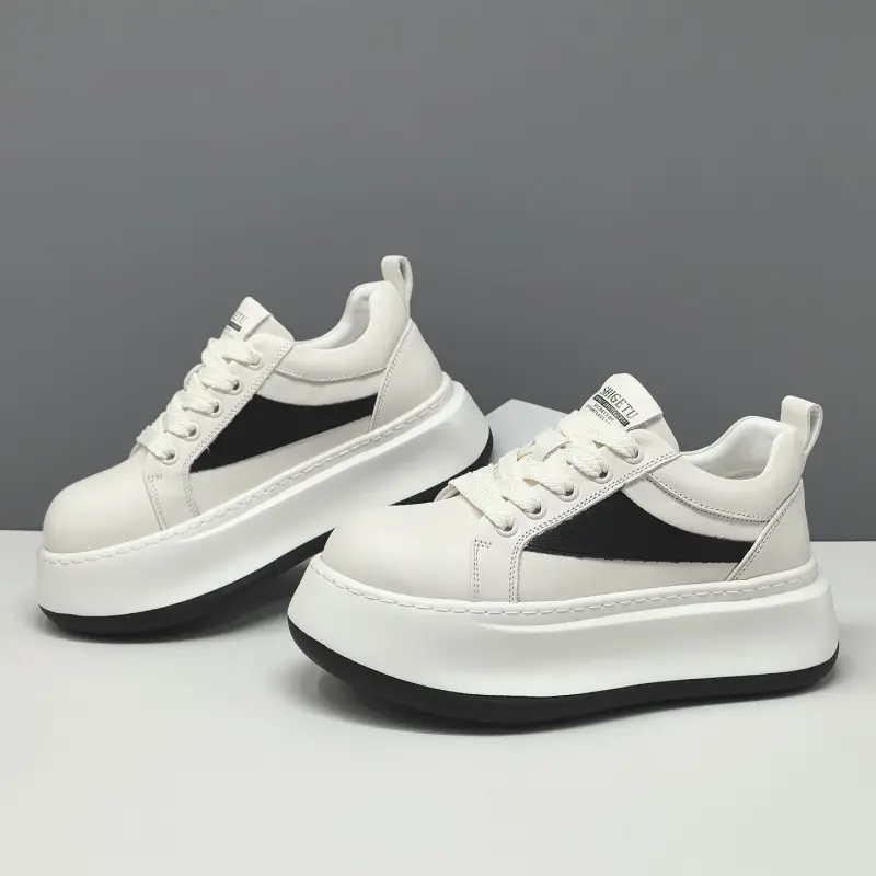 Men's Fashion Quilted Leather Thick Soled Casual Shoes