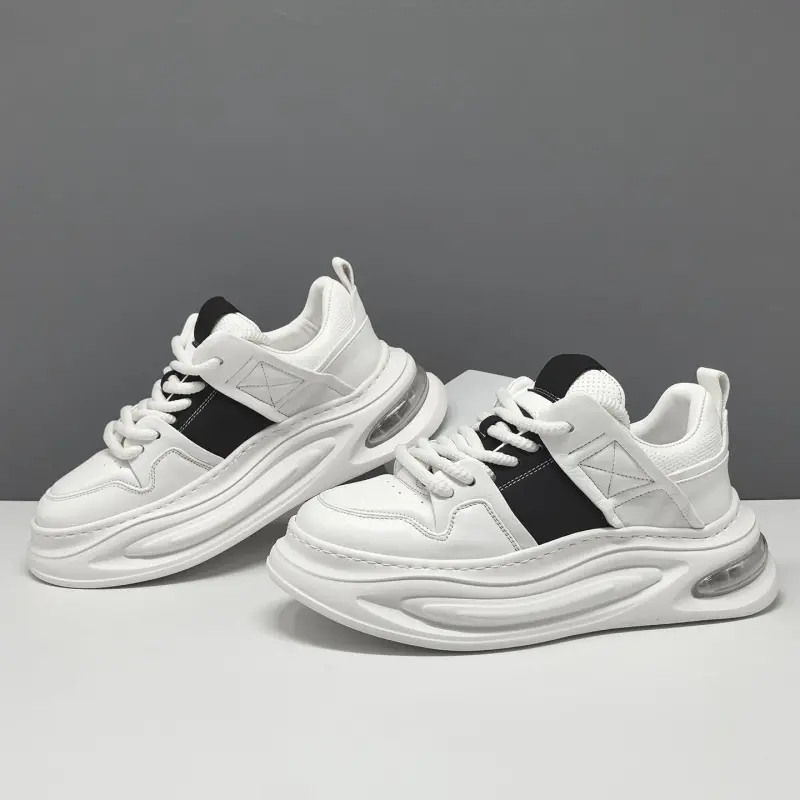 Men's Fashion Quilted Leather Thick Soled Casual Sneakers