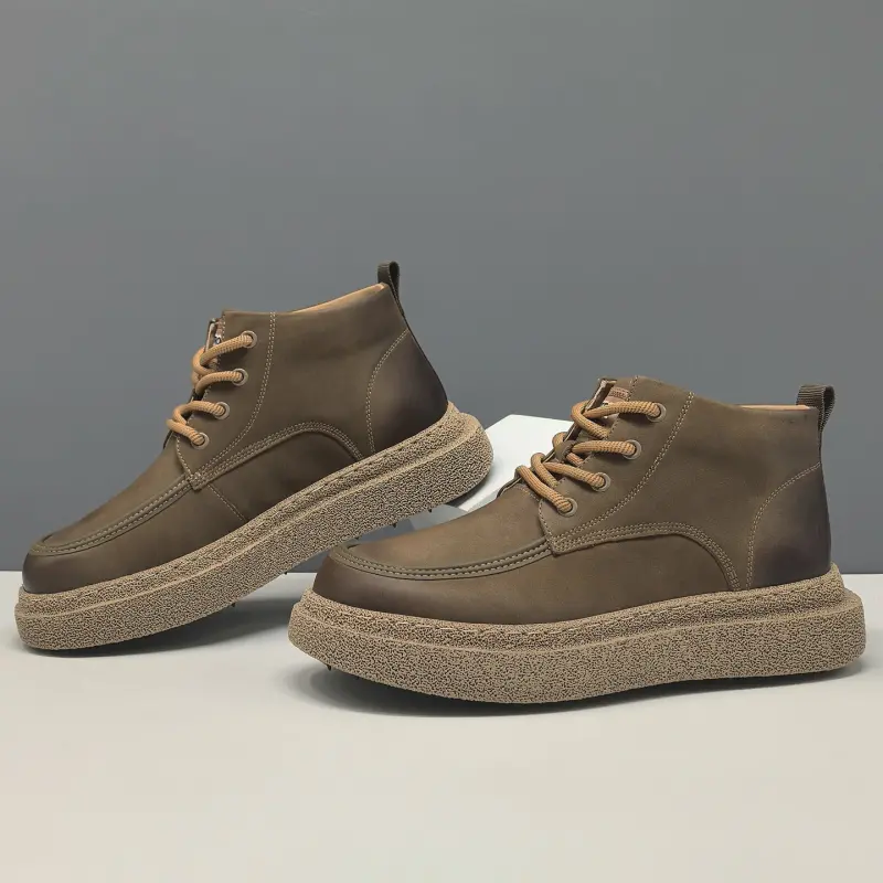 Men's Minimalist Plain Leather Flat Ankle Boots