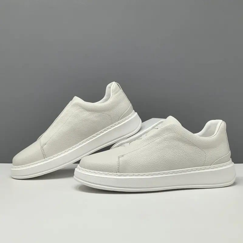 Men's Minimalist Plain Leather Flat Slip-on Casual Shoes