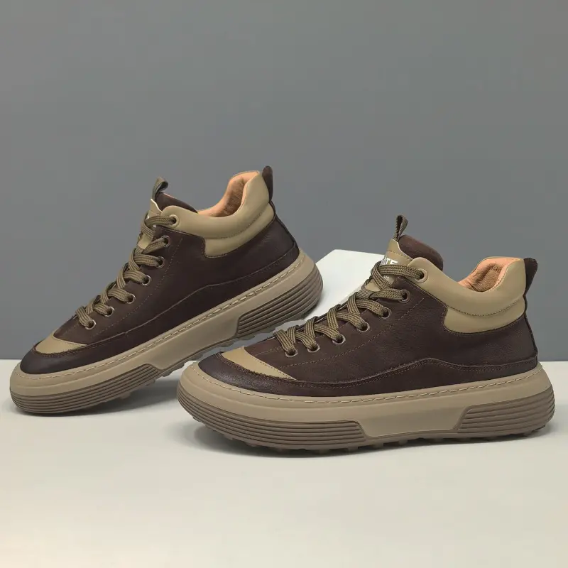 Men's Minimalist Quilted Leather High Top Casual Shoes