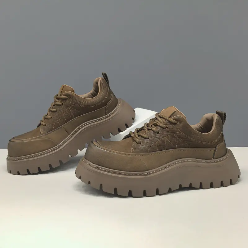 Men's Minimalist Quilted Leather Thick Soled Casual Shoes