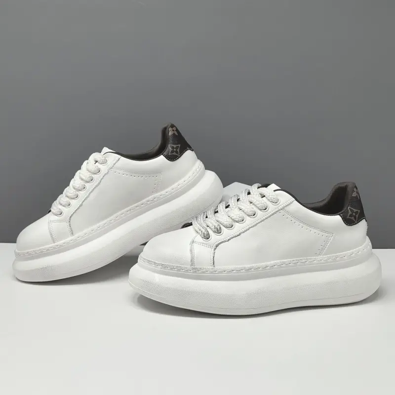 Men's Minimalist Quilted Leather Thick Soled Casual Sneakers