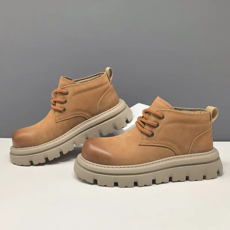 Men's Quilted Leather Casual Ankle Work Boots