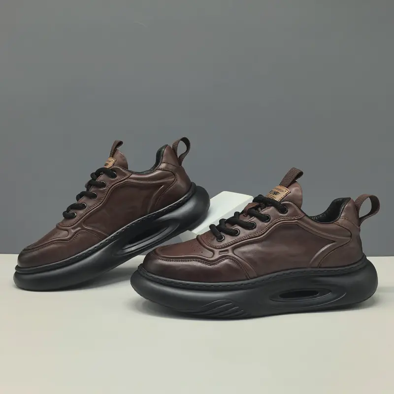 Men's Retro Plain Leather Simple Casual Shoes