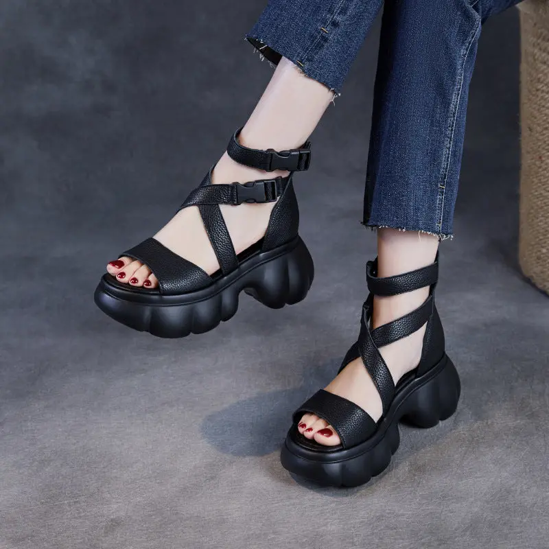 Women Fashion Minimalism Chunky Platform High Top Sandals