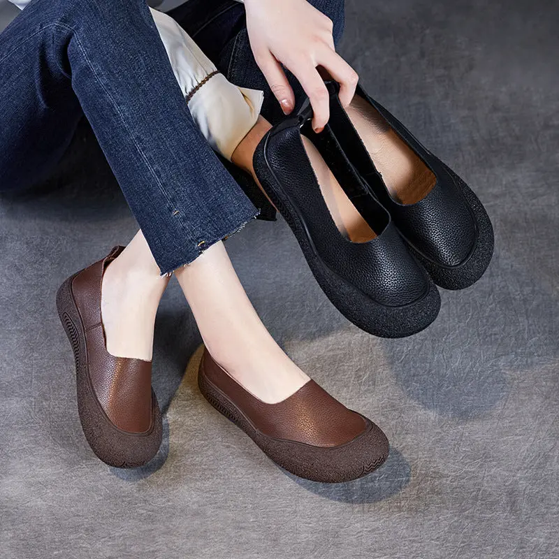 Women Vintage Soft Leather Casual Flats