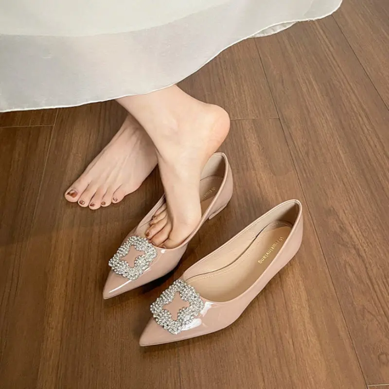 Women's Fashion Crystal Slip-on Pointed Toe Flats