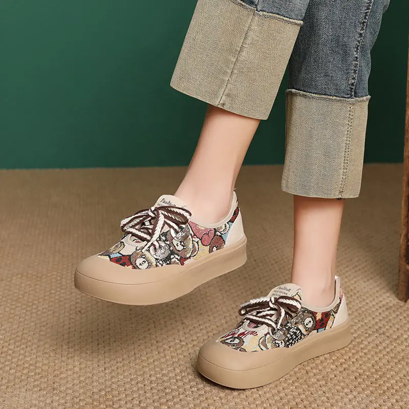 Women's Fashion Pattern Canvas Flat Casual Shoes