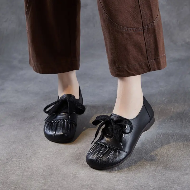 Women's Handmade Vintage Leather Lace-up Casual Shoes