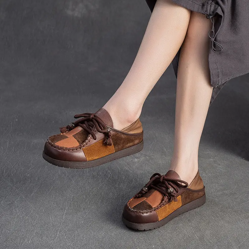 Women's Retro Color-Blocked Flat Casual Shoes