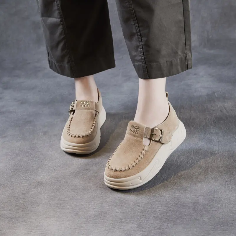 Women's Retro Leather Casual Platform Shoes