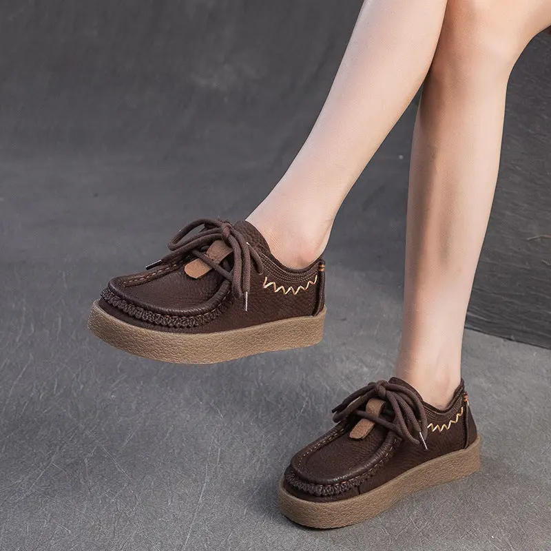 Women's Retro Leather Comfort Flat Casual Shoes