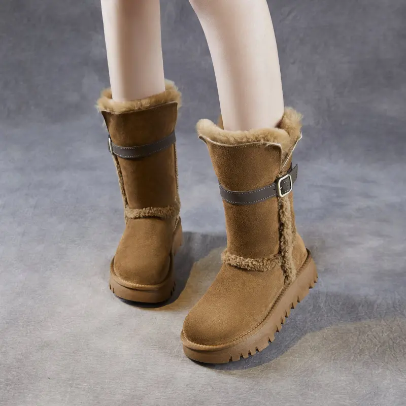 Women's Retro Suede Comfort Mid-Calf Snow Boots