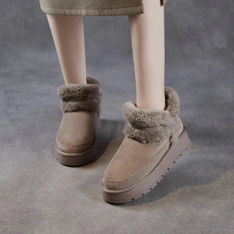 Women's Retro Suede Warm Ankle Snow Boots