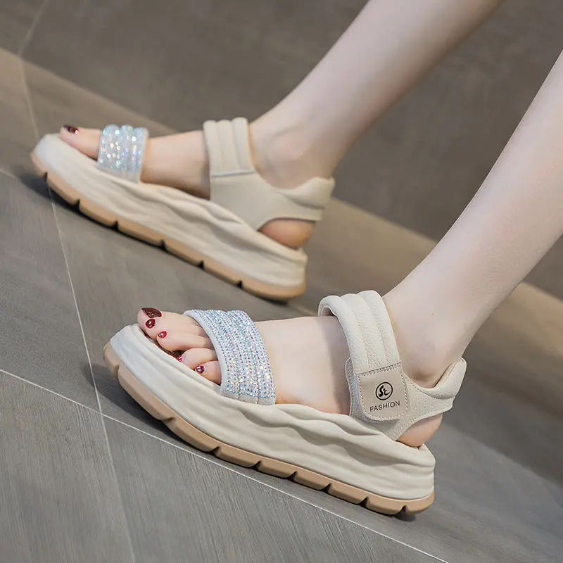 Women's Stylish Leather Summer Casual Velcro Sandals