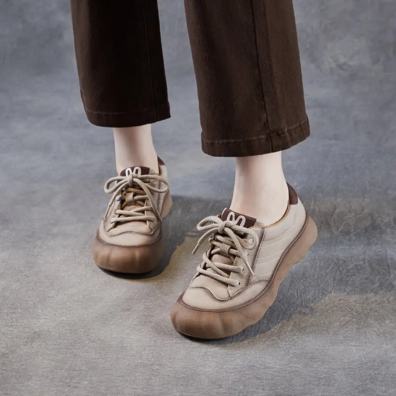 Women's Vintage Leather Lace-up Casual Shoes